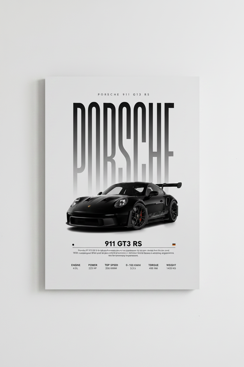 Porsche 911 GT3 RS Supercar Glossy Poster