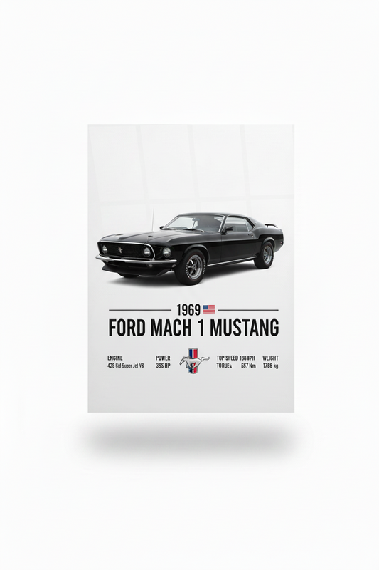 1969 Mustang Muscle Car Glossy Poster