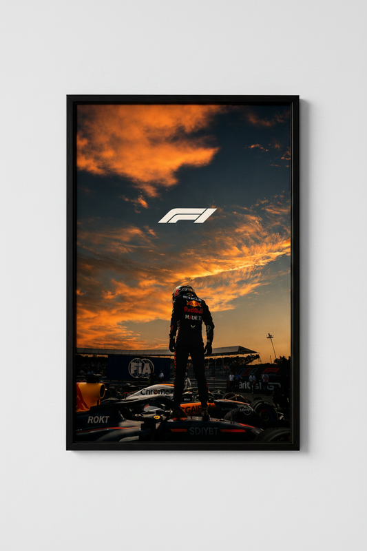Max Verstappen Sunset Victory Glossy Poster